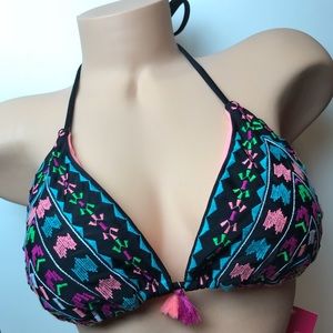 Xhilaration Aztec Triangle Bikini Top Black Large